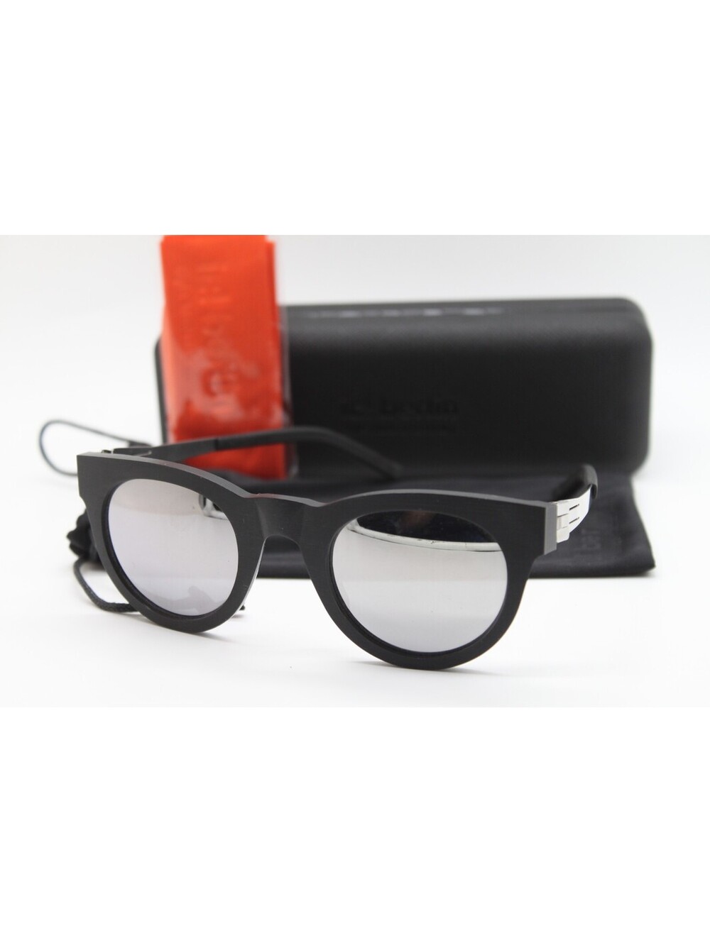 NEW IC! BERLIN MODEL NAMELESS 17 CHROME BLACK AUTHENTIC SUNGLASSES W/CASE 47-26